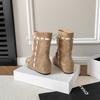 Cowhide~ Autumn and winter new niche design stacking ankle boots women's pointed short boots fashion versatile straps stacking boots