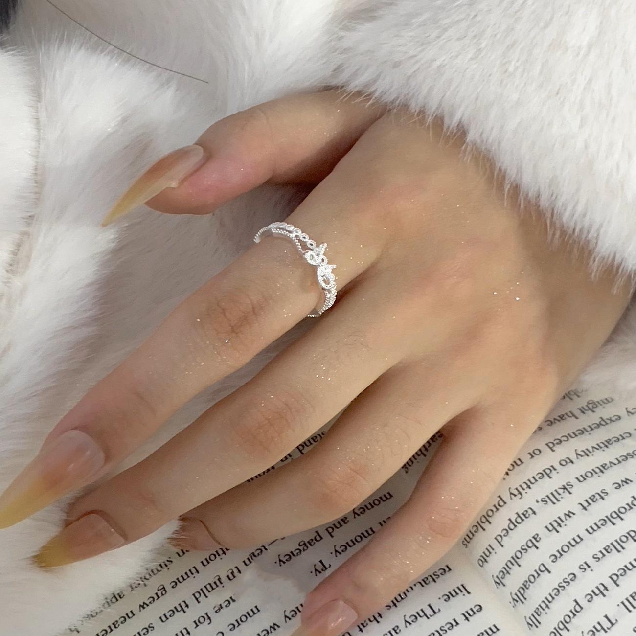 Elegant Floral Bow Adjustable Ring - Women s Fashionable Stackable Finger Accessory Open Adjustable
