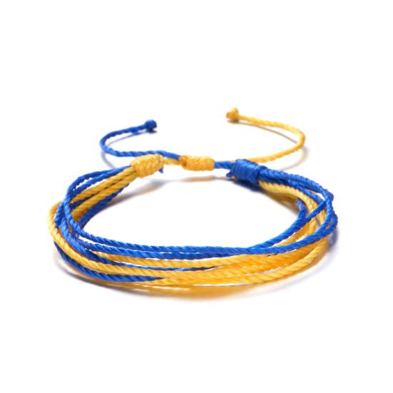 Handmade Adjustable Rope Bracelet Cord Ukrainian Flag Color Braided Wristband Photo Props