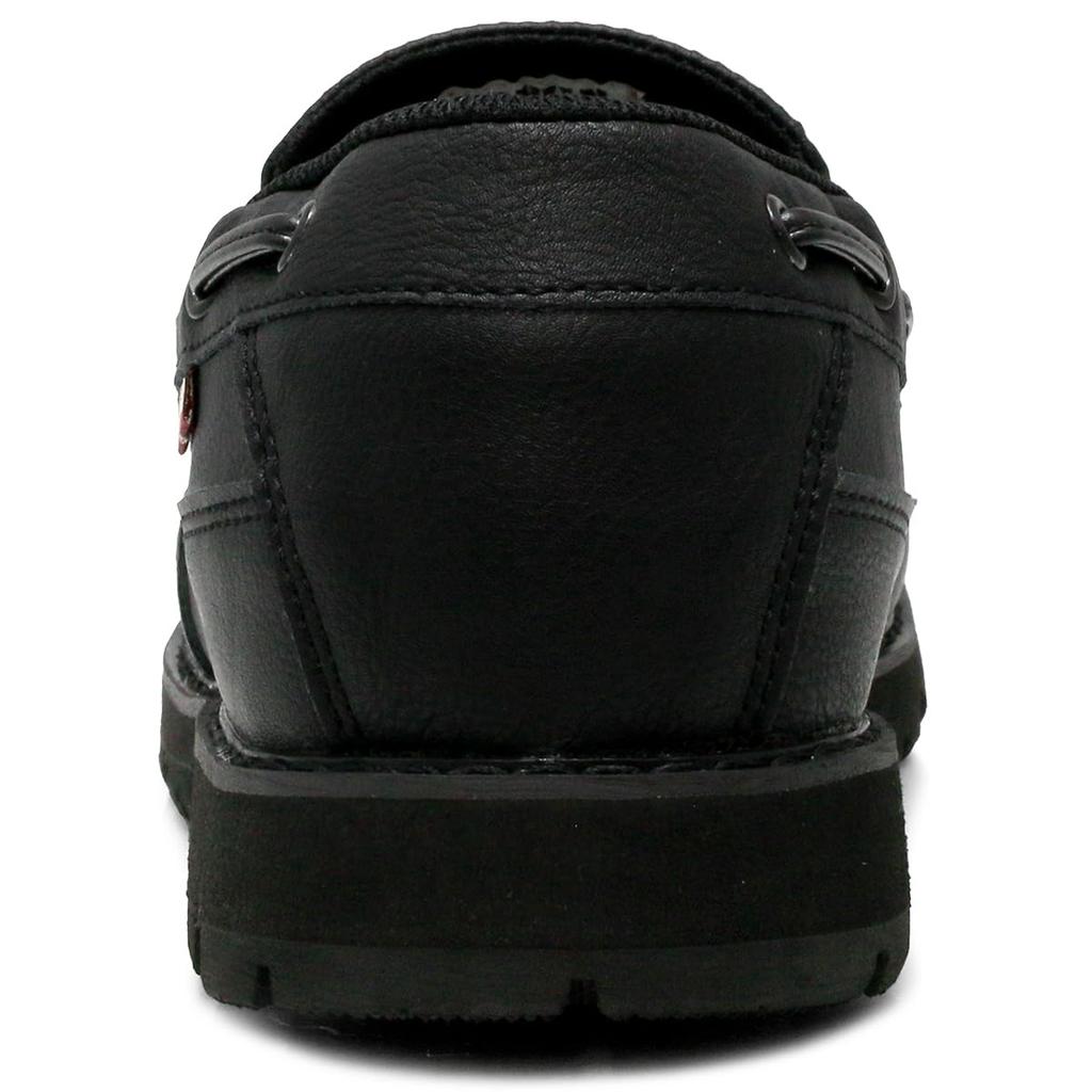 Edwin Waterproof Loafers with PU and Size Men's Slip-On Leather, Double-Grip Soles, Lace-Free Design, 28.0 (EDM4103 BLACK)