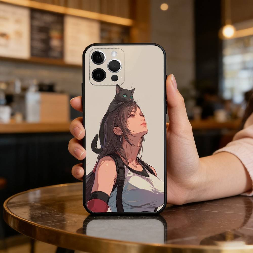 

F-Final F-Fantasy Game T-Tifa Soft Silicone Black Cover,Phone Case For iPhone 17,16,15,14,13,12,11 Plus,Pro Max,XS iPhone15plus