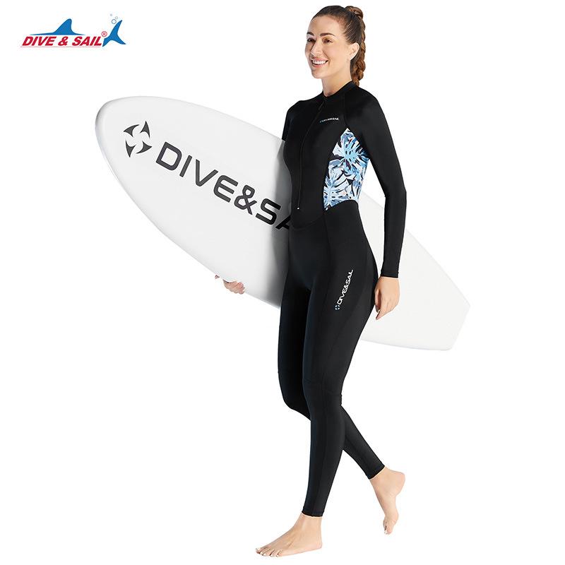 Women's Long Sleeve Lycra Wetsuit - One-Piece Snorkeling & Surfing Suit, Quick-Drying and Jellyfish Protective
