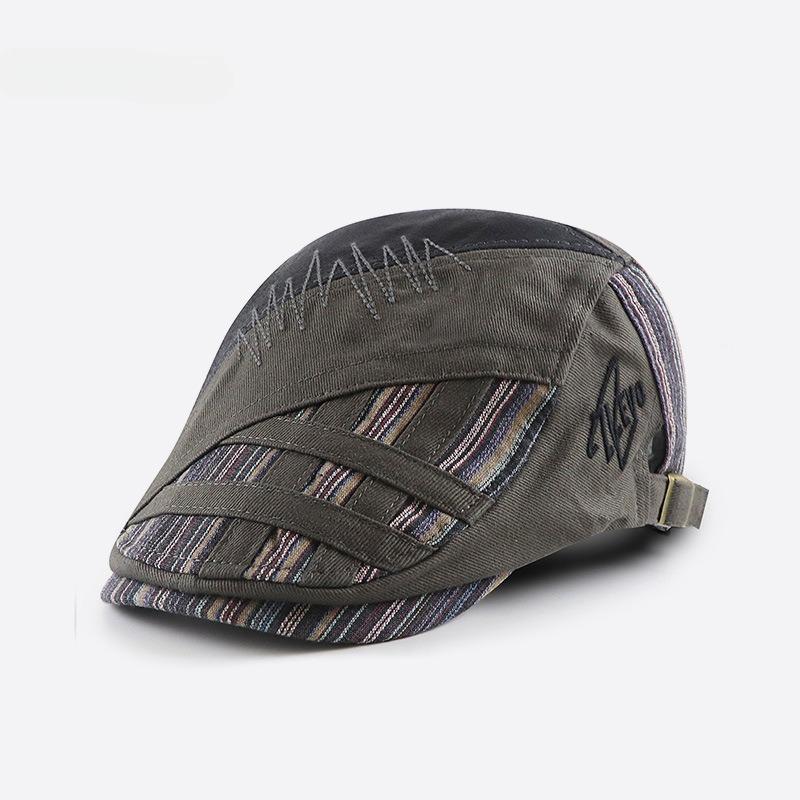 High Quality Men Women Vintage Striped Newsboy Cap Adjustable Chic Casual Cotton Patchwork Flat Male Warm Windproof Gatsby Cap