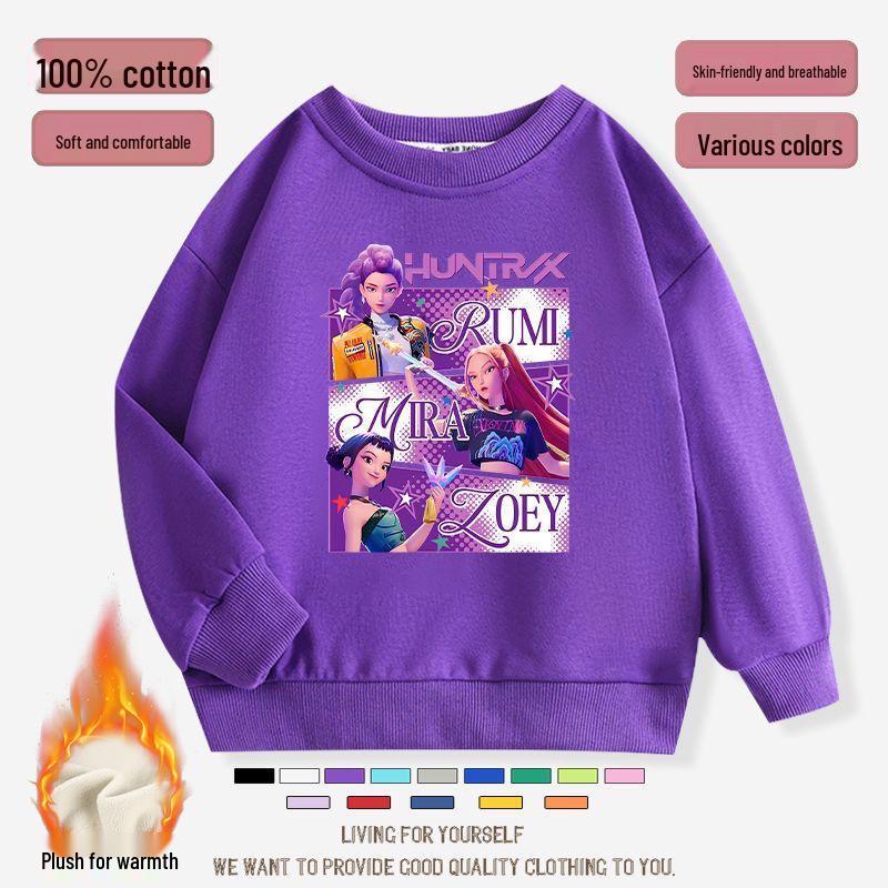 K-pop Monster Hunter Witch Girls' Hoodie - Stylish Autumn/Spring Round Neck Casual Top for Children