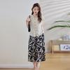 Fashion summer short-sleeved shirt set New V-neck shirt printed wide-leg pants two-piece set