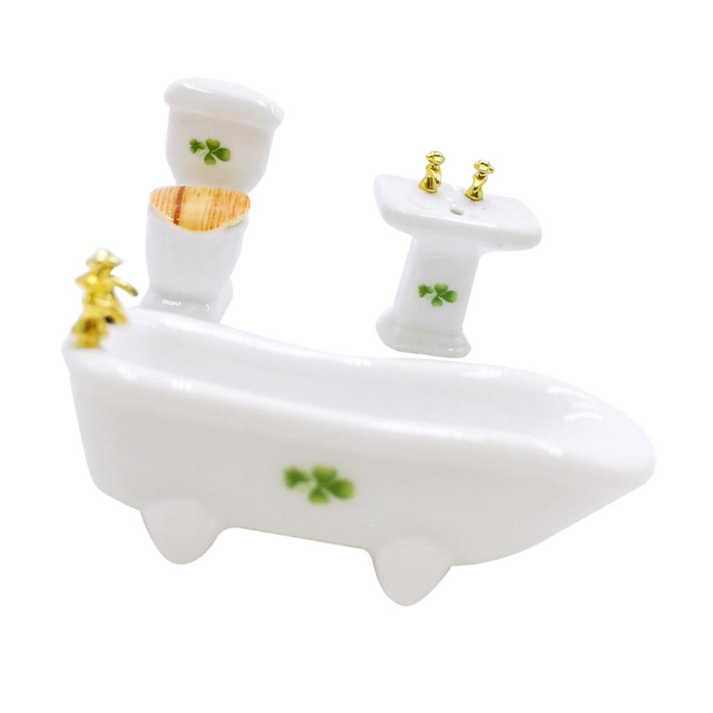1/12 Dollhouse Miniature Porcelain Bathroom Set Ceramic