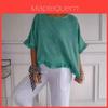 T-shirt Basic Estiva da Donna in Cotone e Lino, Vestibilità Larga, per Uso Casual