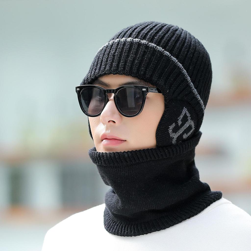 Hats for Men Winter Warm and Cold Proof Woolen Hats Men's Knitted Hats Men's Big Head Cold Hats Boys' Chaowenling Cotton Hats