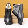 Cotton-Padded Shoes Men's Winter Genuine Leather Wool Integrated Casual High-Top Leather Shoes Fleece Lined Padded Warm Keeping