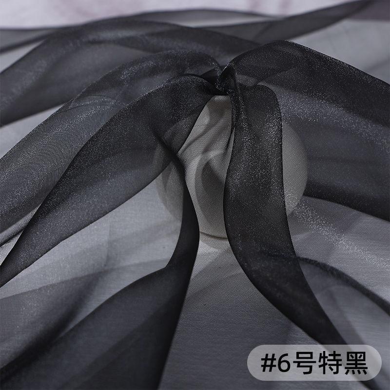 Thin Crystal Organza Fabric Per Meter for Summer Dress Stage Costume Scene Decoration Diy Sewing Soft Smooth Shiny Cloth Black