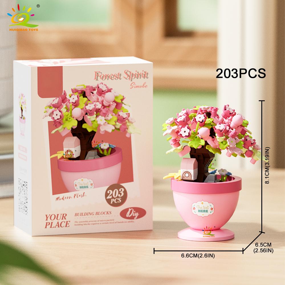 Moc Flower With Pot Micro Building Block Sunflower Rose Eternal Bouquet Mini Diamond Model Brick Toy For Children Desk