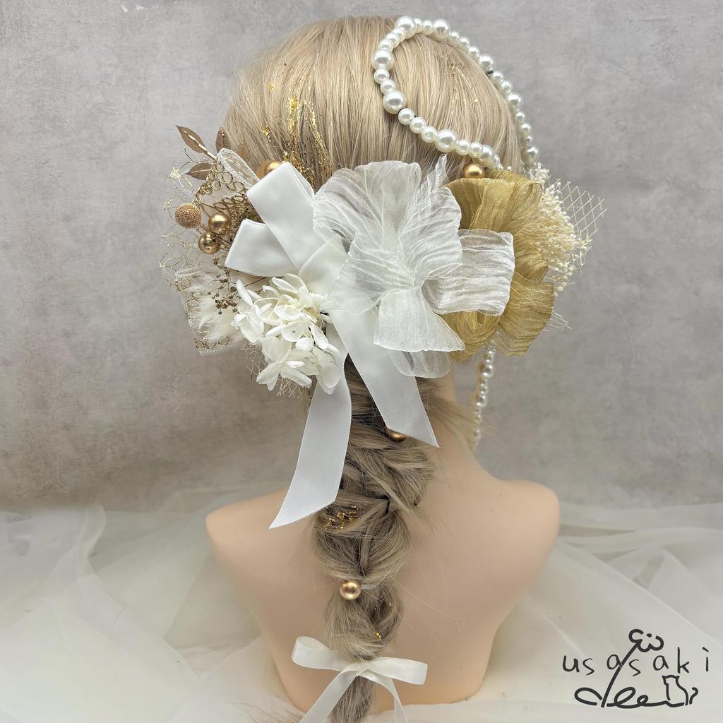 Hair Accessory for Coming-of-Age Ceremony, Pre-wedding Photoshoot, After-party, Graduation Ceremony, Entrance Ceremony. Features Include Chiffon