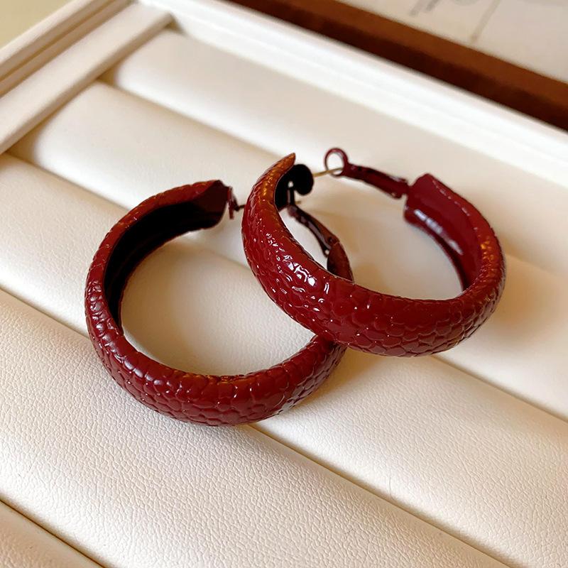 Silver Needle Ankara Red Geometric Stud Earrings Female Korean Ins Fashion Design Earrings High-end Exquisite Earrings