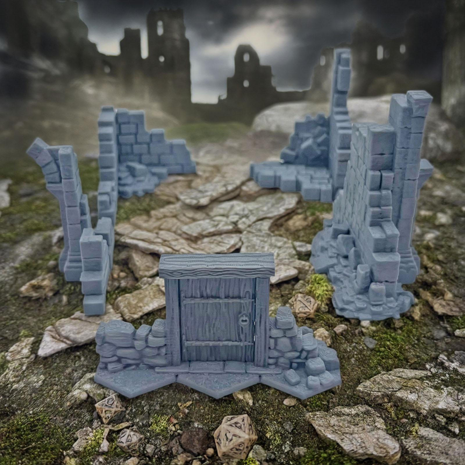 Ruined Wall Terrain Miniature Building Compact Wargaming Landscape Prop Scenery