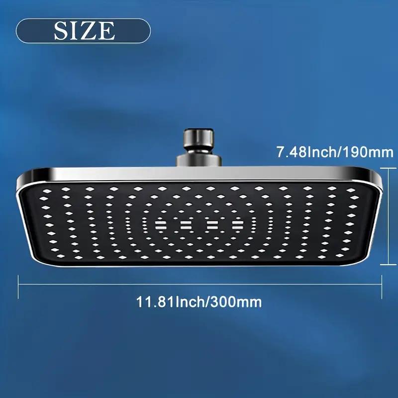 ABS High Pressure Rainfall Shower Head Bathroom 360° Adjustable Angle Anti-Clog Silicone Nozzle Water Saving Bathroom Accessorie