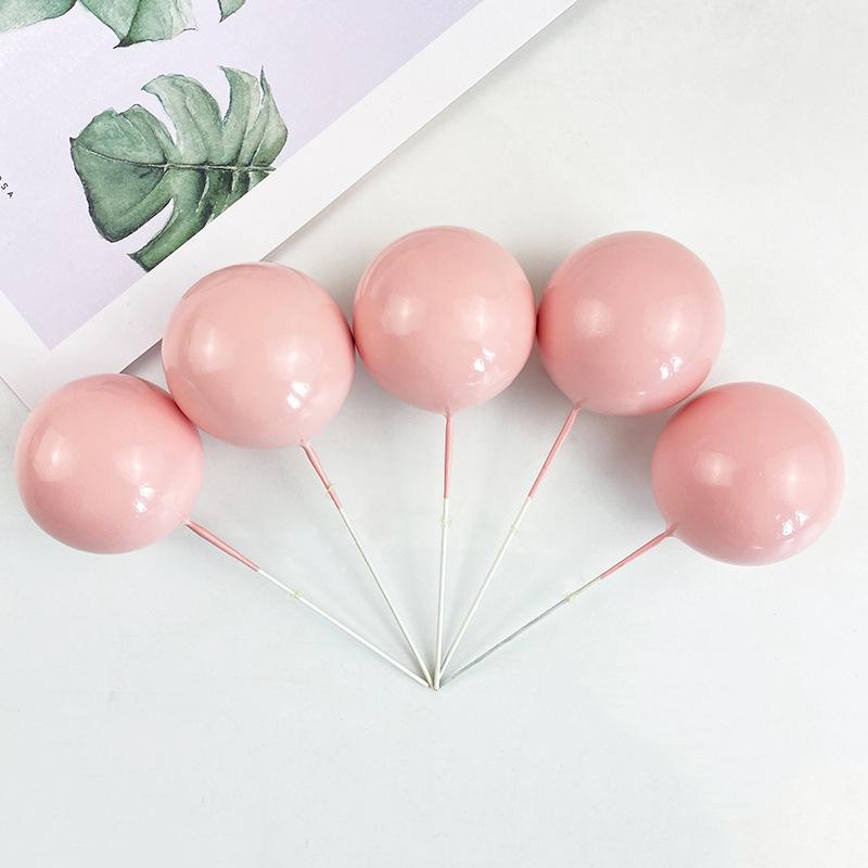 Sada zlatých kuličkových dekorací na dort - 10 kusů: Pěnová koule Narozeninová pekařská zapichovátka a doplňky na dezertní stůl