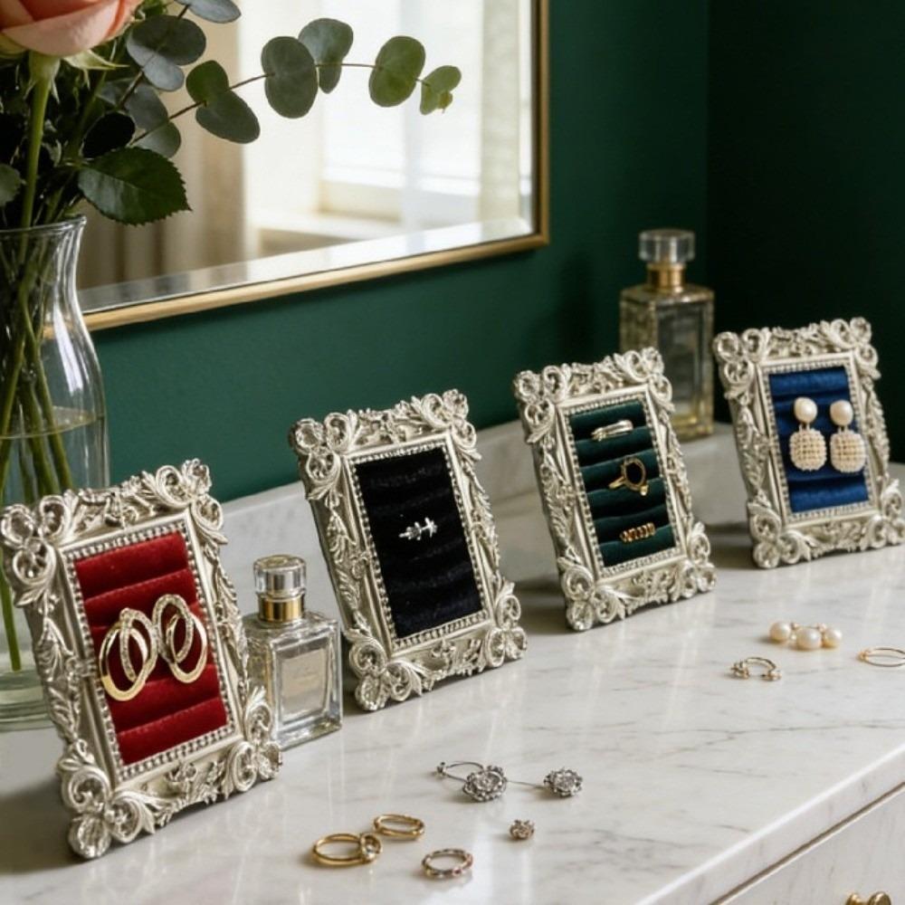Baroque Design Velvet Earring Tray Mini Jewelry Display Props Wedding & Birthday Gifts