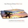Pink Blue Sky Beach Sunset Scenery 3D Printed Bedding Set Summer Hawaiian Style Duvet Cover Set Soft Comfortable Quilt Cover Set