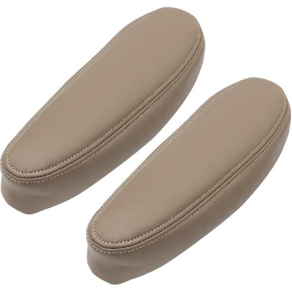 SecosAutoparts Armrest Cover Replacement Leather Seat Cover Med Tan Compatible with Chevy Silverado 1500 2500 3500 Tahoe Sierra Suburban Avalanche