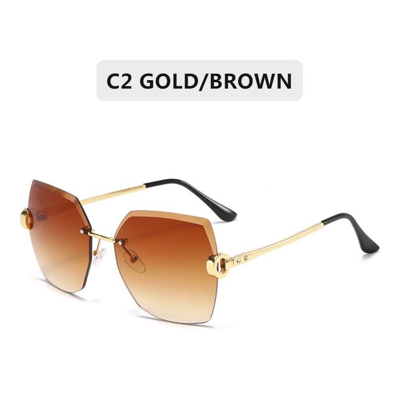 Mode Übergroße Randlose Sonnenbrille Damen Berühmte Luxusmarke Design Sexy Vintage Dame Sommerstil Sonnenbrille
