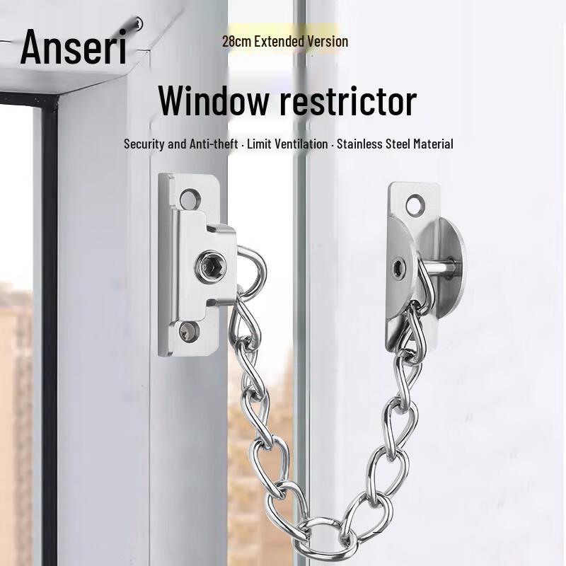 Extended Stainless Steel Window Security Chain Lock