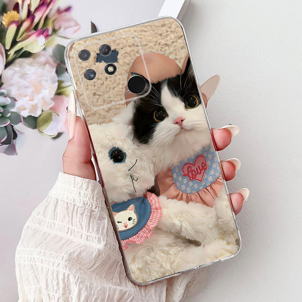 Soft Full RMX3430 Protective Cover For Realme Narzo 50A Casing Cat Pattern For Realme Narzo 50A Narzo50A Silicone Covers Case