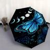 Butterfly, Night Sky Automatic Folding Umbrella  8 Ribs, Durable Iron Frame, Bright Color Pattern Compact Travel Umbrella, Suitable for Outd