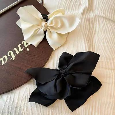 Simplicity Black and White Big Bow Hair Clip for Women Elegant Ponytail Clip Fashion Girl Hair Clamp Hair Accessories