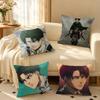 A-Attack on Titan Levi Ackerman Square Double-Sided printed Pillow Case Bedroom Bedside Pillow Sofa Cushion Cover
