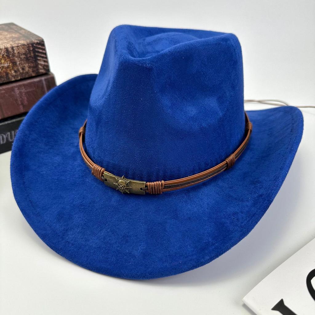 Western Cowboy Hat Women Woolen British Suede Belt Peach Heart Top Hat Felt Hat