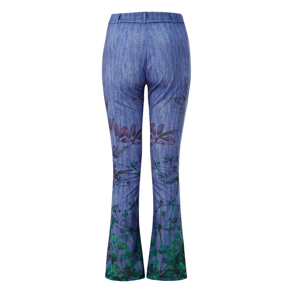 Ladies Casual Wide Leg Pants Straight Leg Pants Beltless High Waist Pants