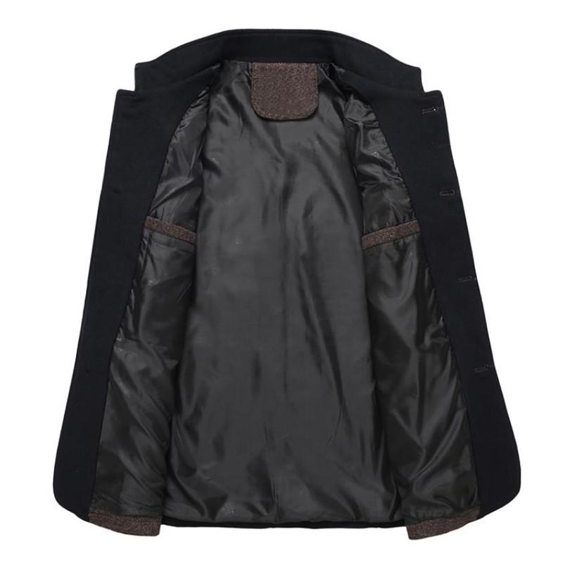 Podzimní a zimní pánský vlněný kabát Podnikání Ležérní Stojánek Šití límečku Design Bunda Kabát