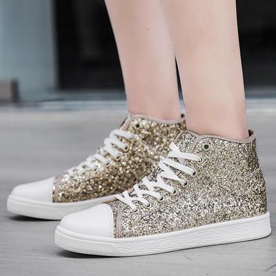 Sneakers alla moda da donna alte alla caviglia lucide e fantasiose per la primavera e l'autunno 2024