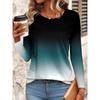 [Women's Casual T-Shirt] Women's Gradient Color Print Casual Long Sleeve T-Shirt - Weekend Fashion T-Shirt