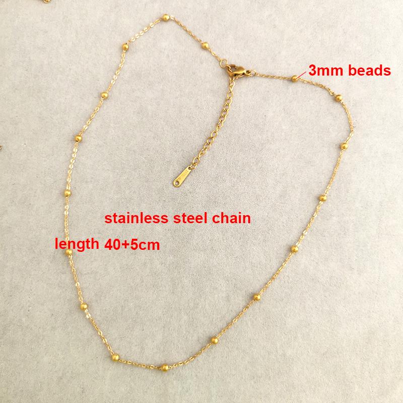 QMHJE Virgin Mary Pendant Charm Necklace Women Cross Scared Heart Jesus Choker Seed Beads Stainless Steel Chain Gold Color Mom 40 to 45cm