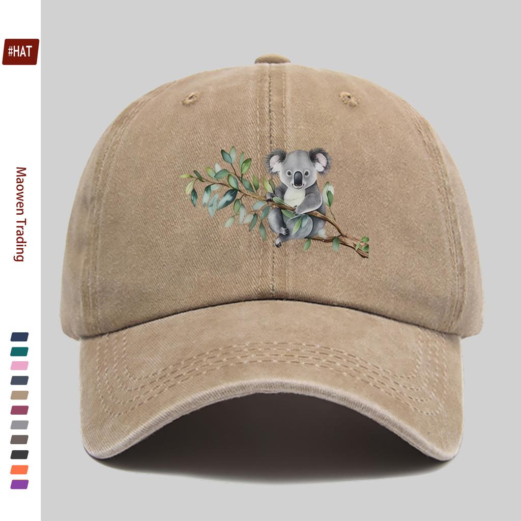 Pc Elegant Koala Holding a Branch Print Pattern Baseball Cap Four Seasons Design Sun Hat Outdoor Travel Decorative Hat Comfo