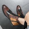 Herren-Arbeitsstiefel mit hohem Schaft, Color-Block-Leder, Spitz zulaufend, Britischer Stil