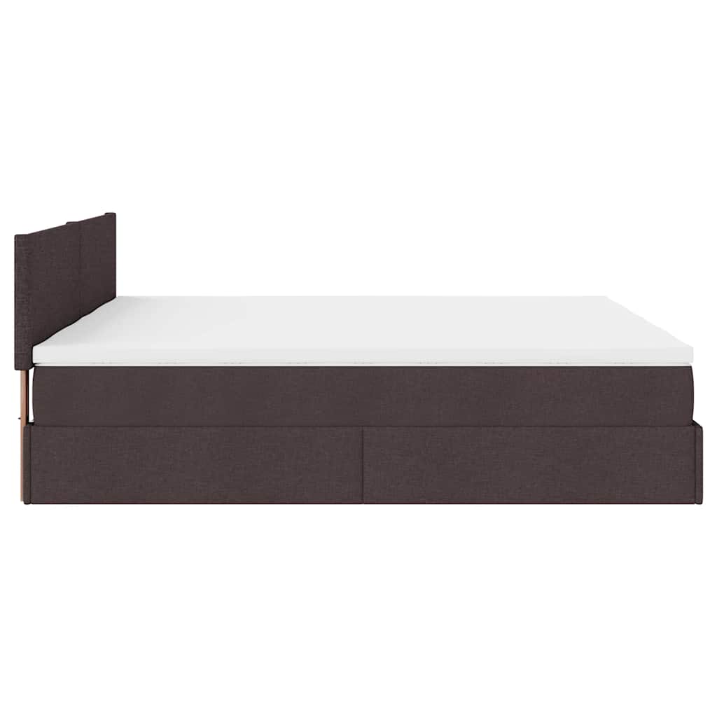 Ottoman Bed with Mattresses & LEDs Dark Brown 180x200 Cm Fabric