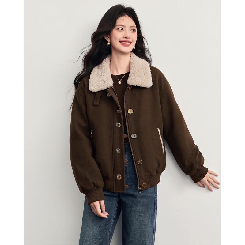 Shangjing Women's Wool-Blend Vintage Quilted Jacket