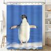 Blue Penguin Print Shower Curtain Waterproof Home Decor Bathroom Decoration