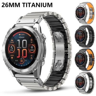 Tytanowy Pasek do Zegarka 26mm Quick Fit dla Garmin Fenix 8 7X Pro 51mm 6X/6 Pro Luksusowy Pasek na Nadgarstek dla Garmin Enduro 3 2 Instinct 2X