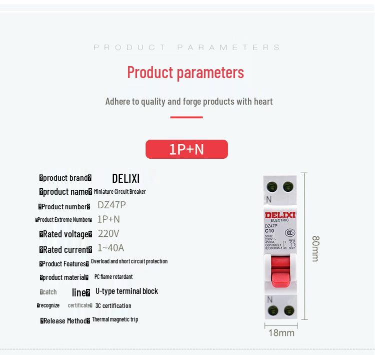 Delixi DZ47S Miniature Circuit Breaker: 2P, 16A, 20A, 32A, 63A Household Air Switch