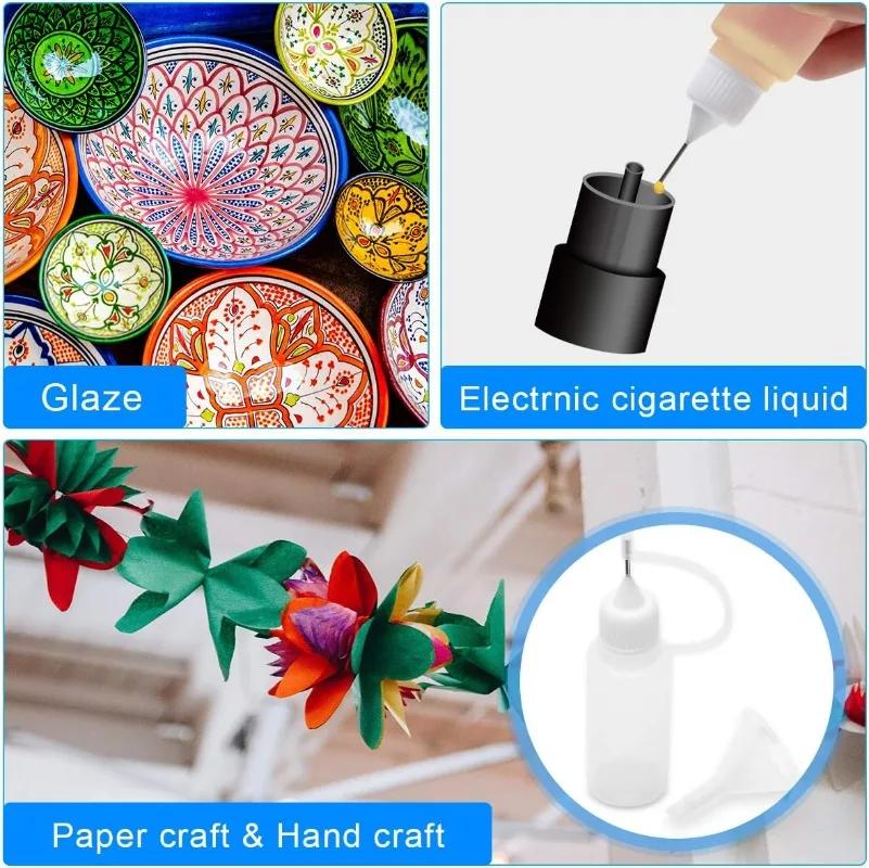 50/5pcs Plastic Squeezable Tip Bottle Refillable Applicator Bottles with Needle Tip Caps for Glue Pigment Oil Liquids Dispenser