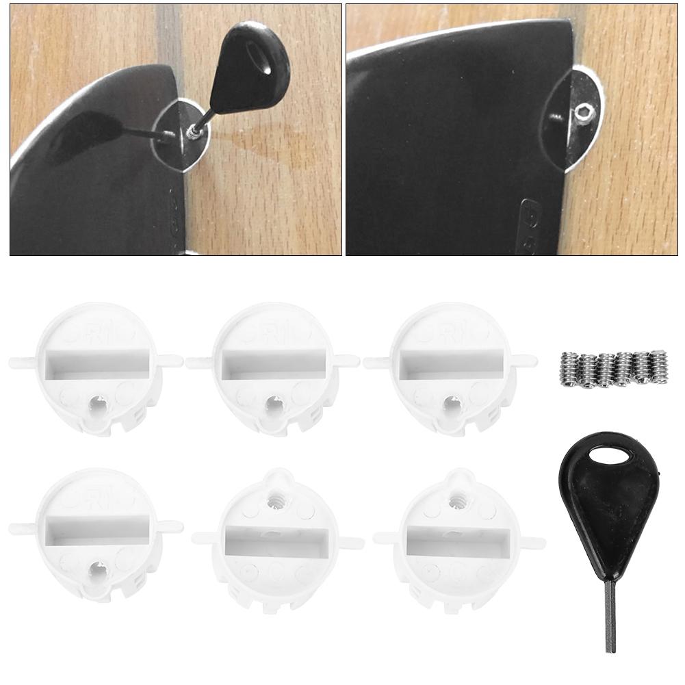 6pcs Plastic Cup Plug Surfboard FCS Round Surf Fin Plug G5 Box Fin Plug & Screw Key(white)