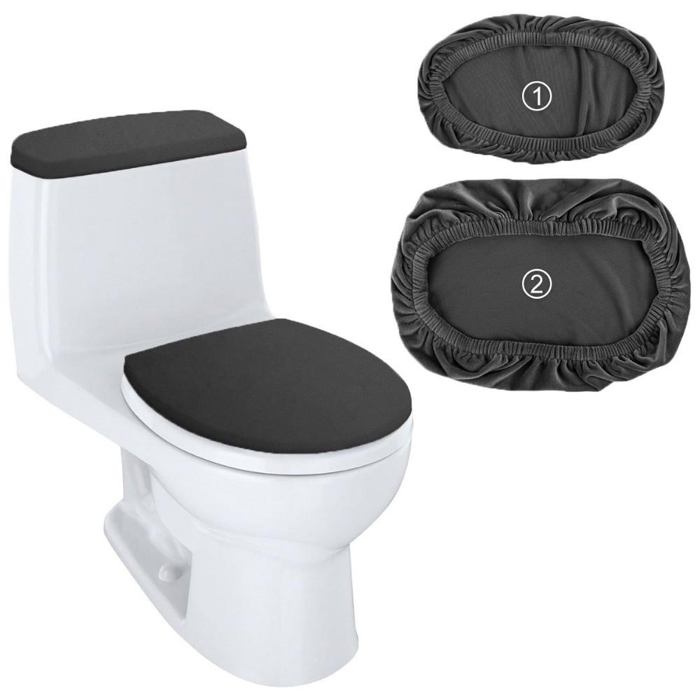 

2Pcs/Set Soft Touch Toilet Seat Cover Solid Color Tank Lid Cover WC Cover Home Bathroom чорний