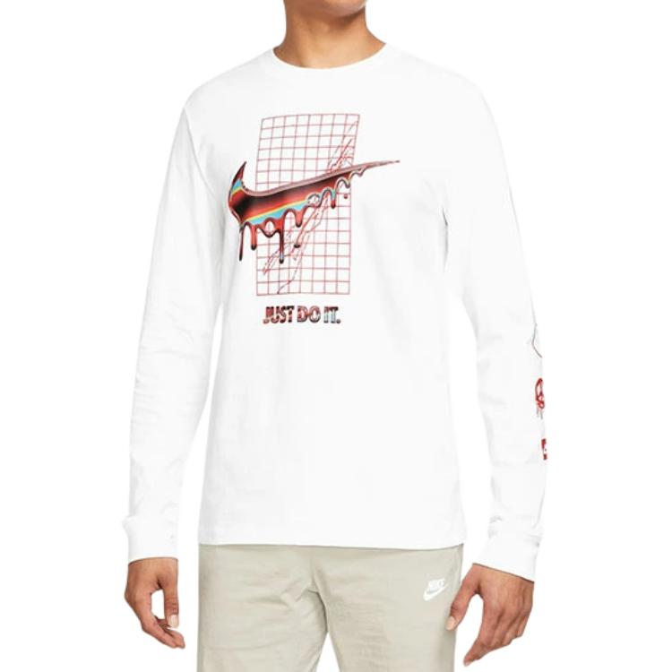 Nike T Shirts Men's White Crew Neck Moderate Straight Fit DR8075-100