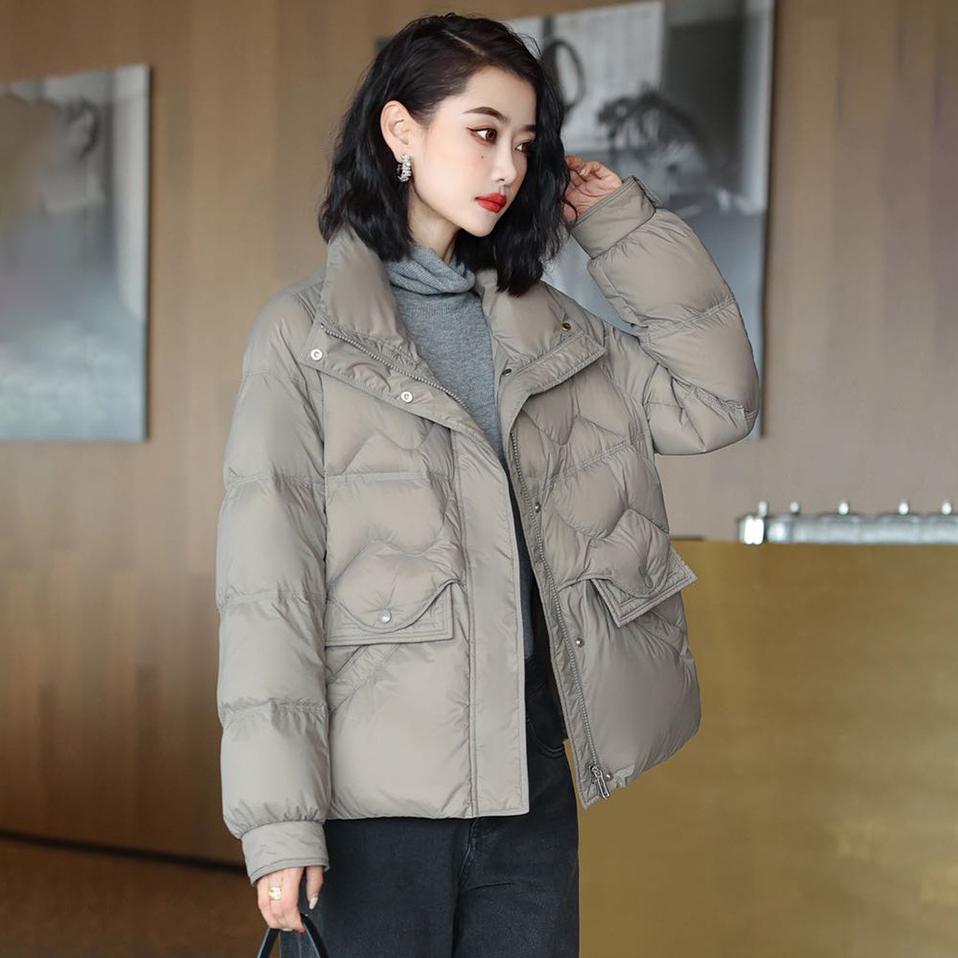 Dámská péřová bunda Krátká zimní dámská péřová bunda Duck Down Fashion Jacket Plus s límečkem
