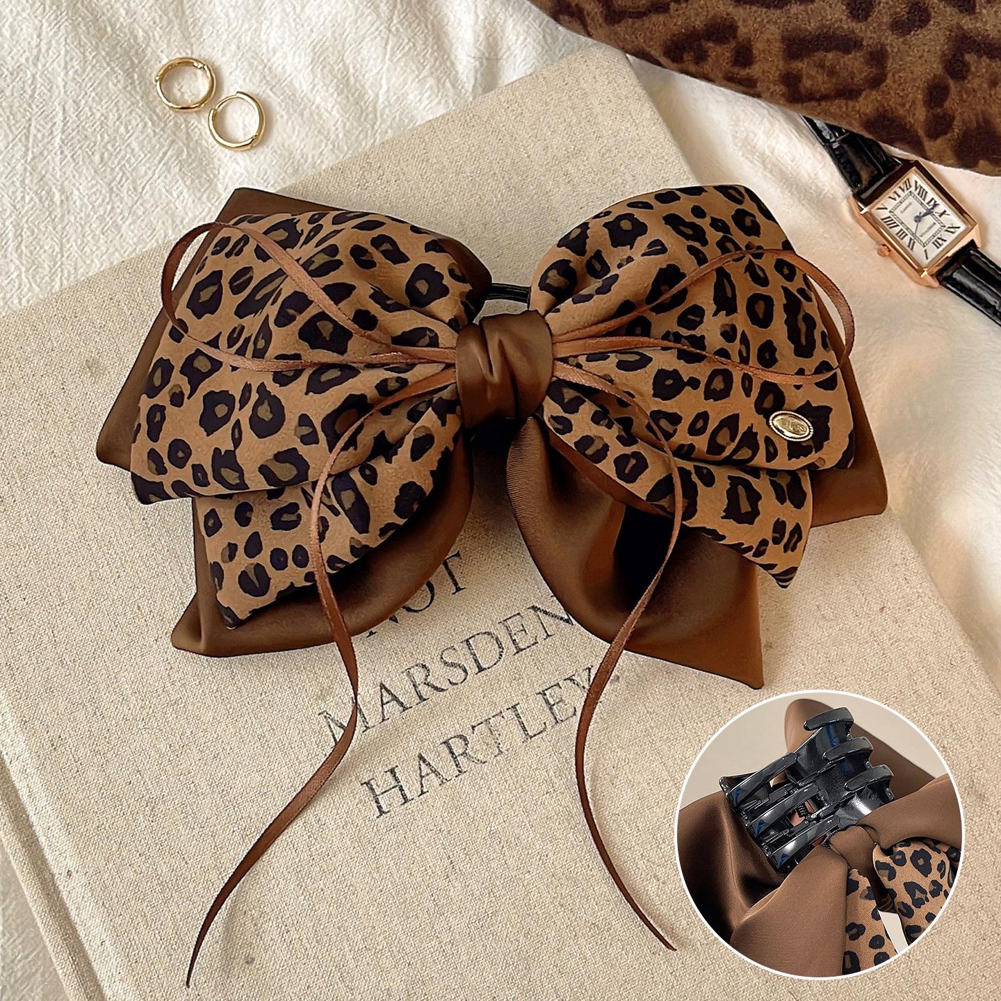2025 Luxury Leopard Print Bow Claw Clip for Women - Stylish Half-Up Shark Clip for Ponytails