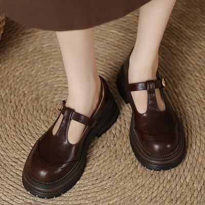 Mary Janes Damenschuhe, handgenäht, lässig-elegant, flache Damenschuhe, Modell 2025, römischer Stil, Metallschnalle, Streetwear-Loafer, Damenschuhe
