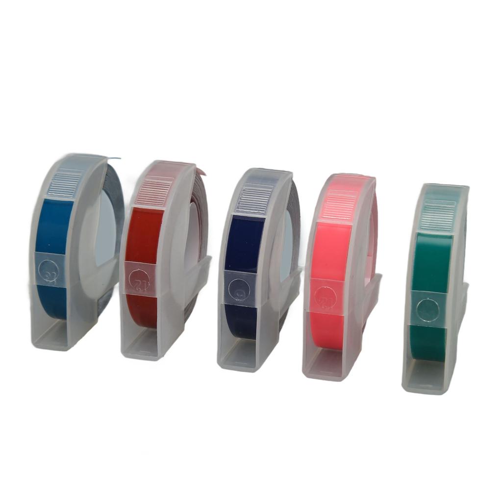 5pcs 3D Embossing Label Tapes 9mm Width 9.8ft Length Thermal Transfer Automatic Label Identification